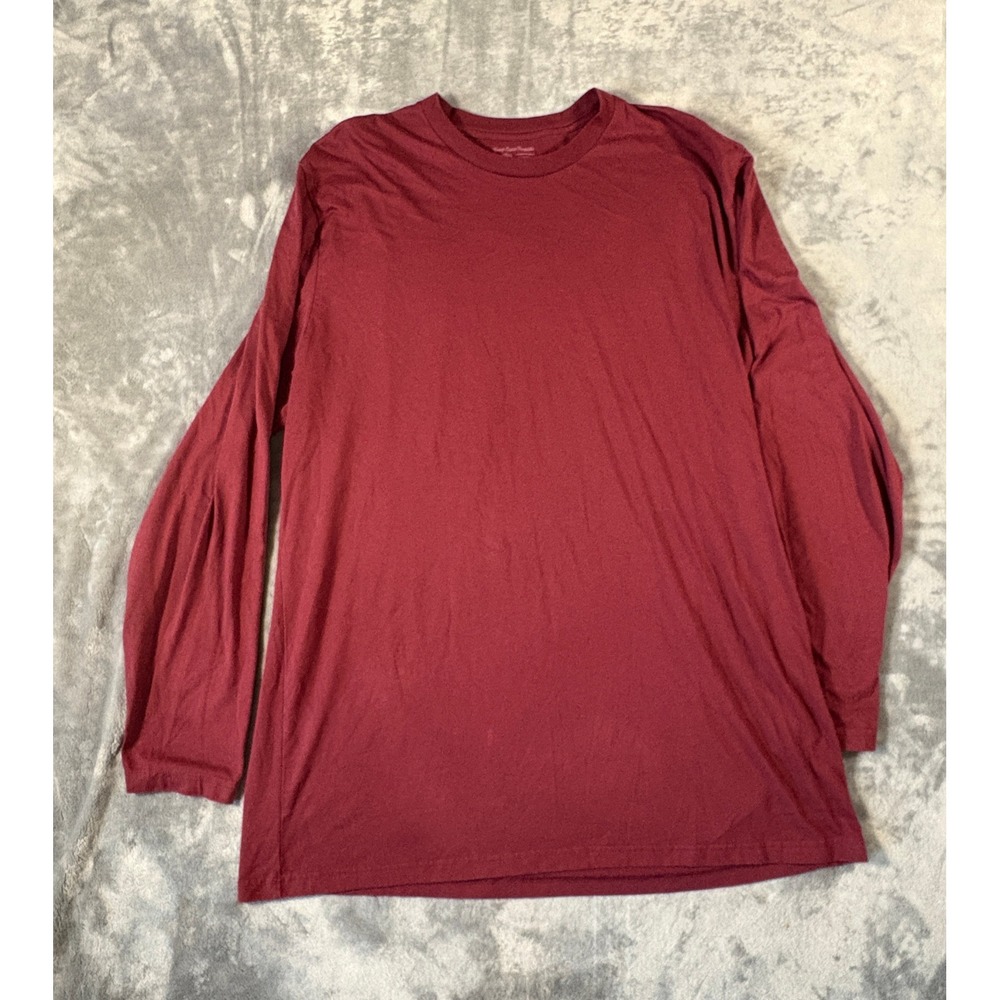 Fresh Clean Threads Mens StratoSoft Long Sleeve T Shirt 2XL Tall Burgundy Solid